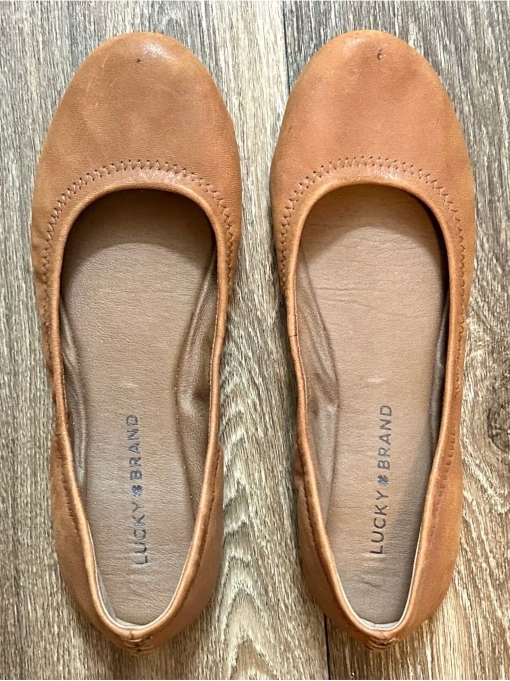 Lucky Brand Cognac Leather Ballet Flats